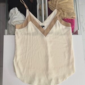 Express Cream and Tan V-Neck Camisole